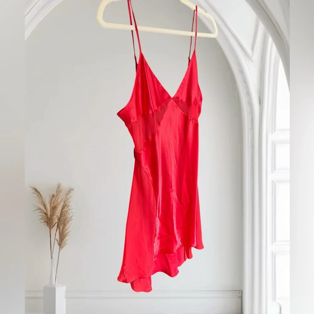 Y2K VINTAGE VICTORIA’S SECRET Red Cutout Slip Dress Satin UO Vintage L‎